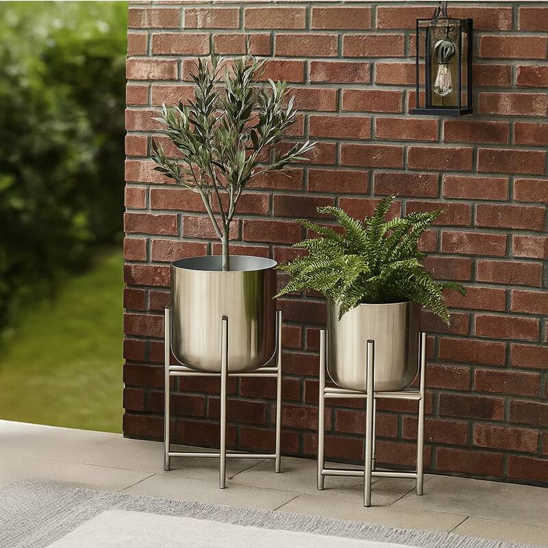 Aira Set of 2 Planters Foldable Metal Stand
