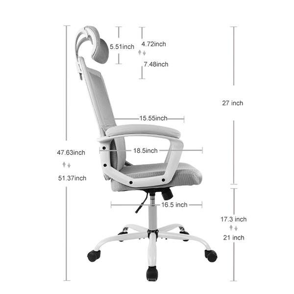 dimension image slide 14 of 15, Ergonomic Mesh Executive Chair Home Office Chair with Lumbar Support, Headrest