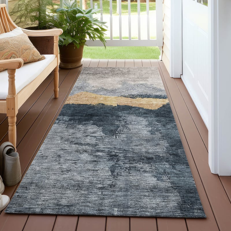 Machine Washable Indoor/ Outdoor Modern Contemporary Chantille Rug