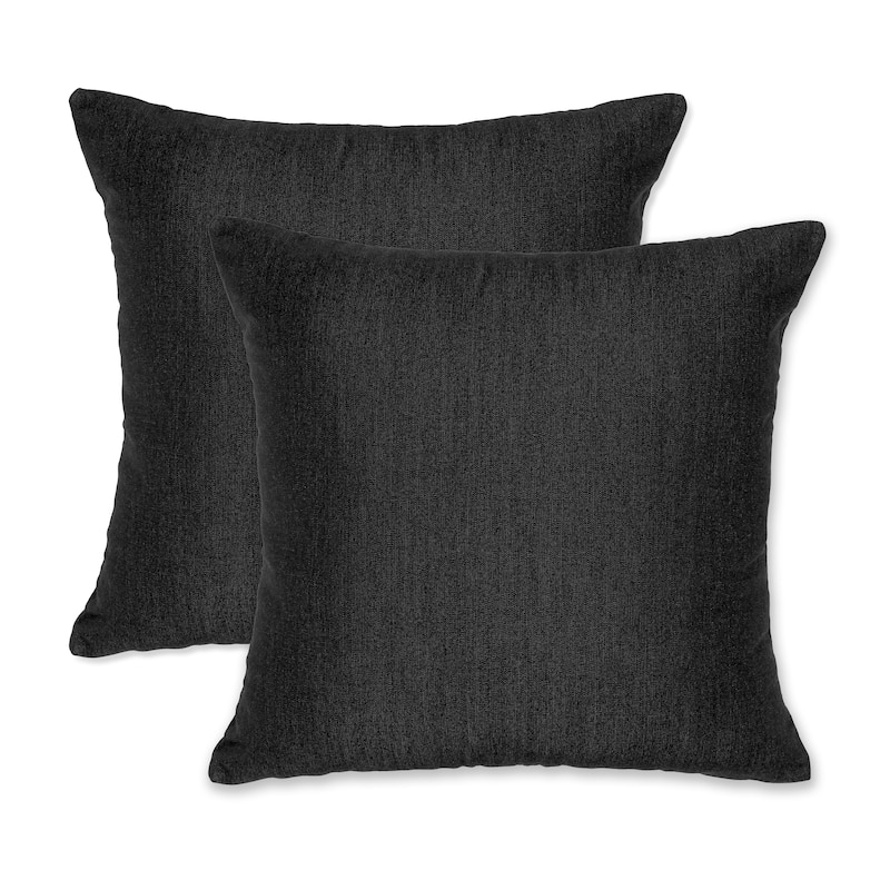 19” Square Outdoor/Indoor Zippered Pillow, (set of 2) By Austin Horn Classics - Black