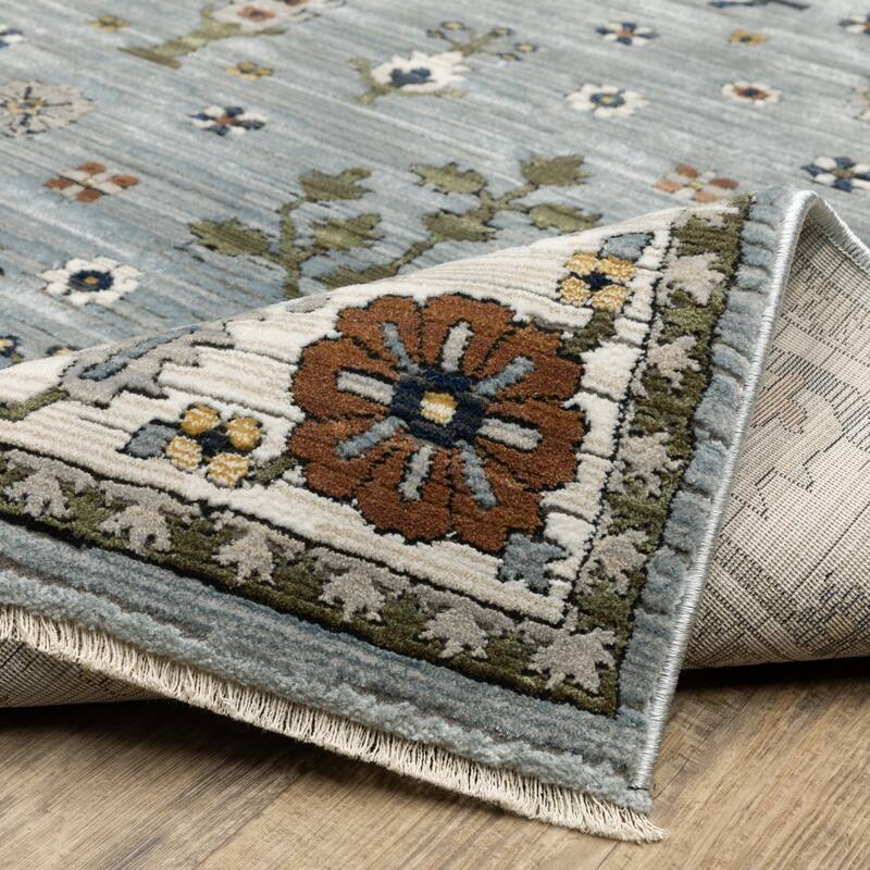 Style Haven Kellan Oriental Tree of Life Pale Blue/ Green Area Rug