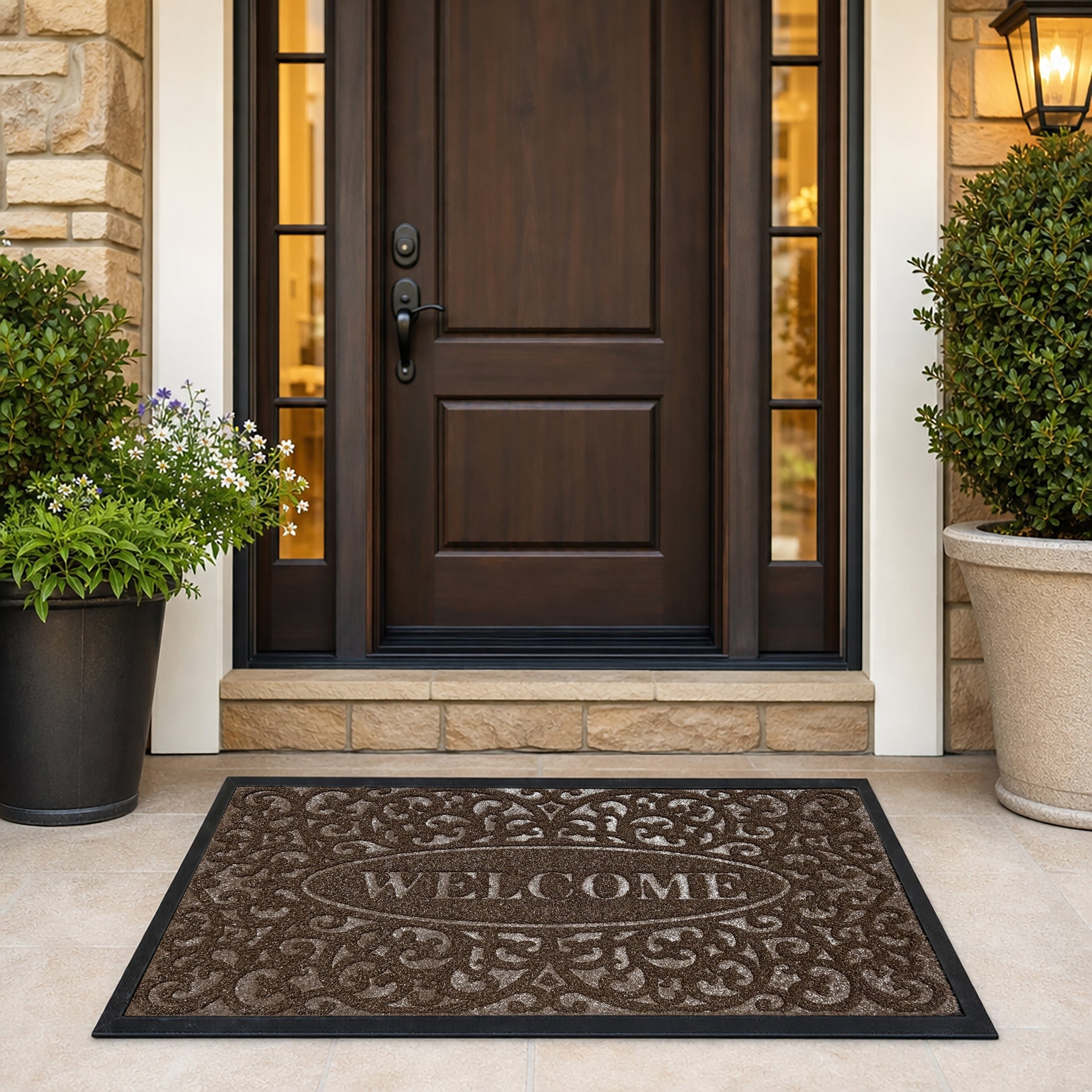 Brown Welcome All-Season Sturdy Absorbent Non-Slip Rubber Backing Multipurpose Door Mat