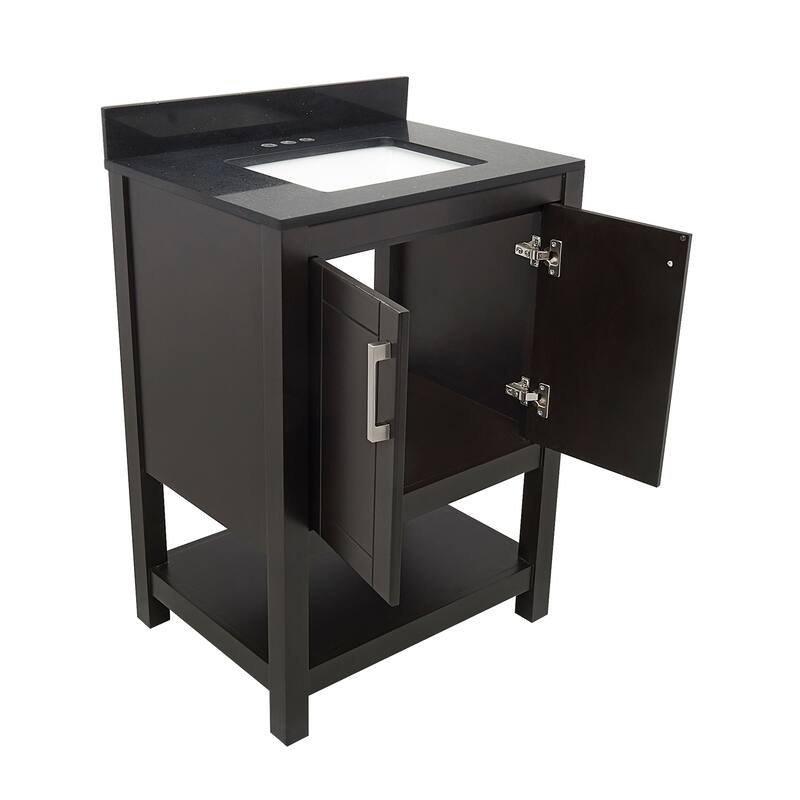 Taos 25" Bathroom Vanity with Cultured Marble Vanity Top Sink in White with White Basin