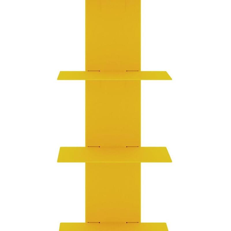 HomeRoots 38" Yellow Metal Six Shelf Modern Tower Bookcase