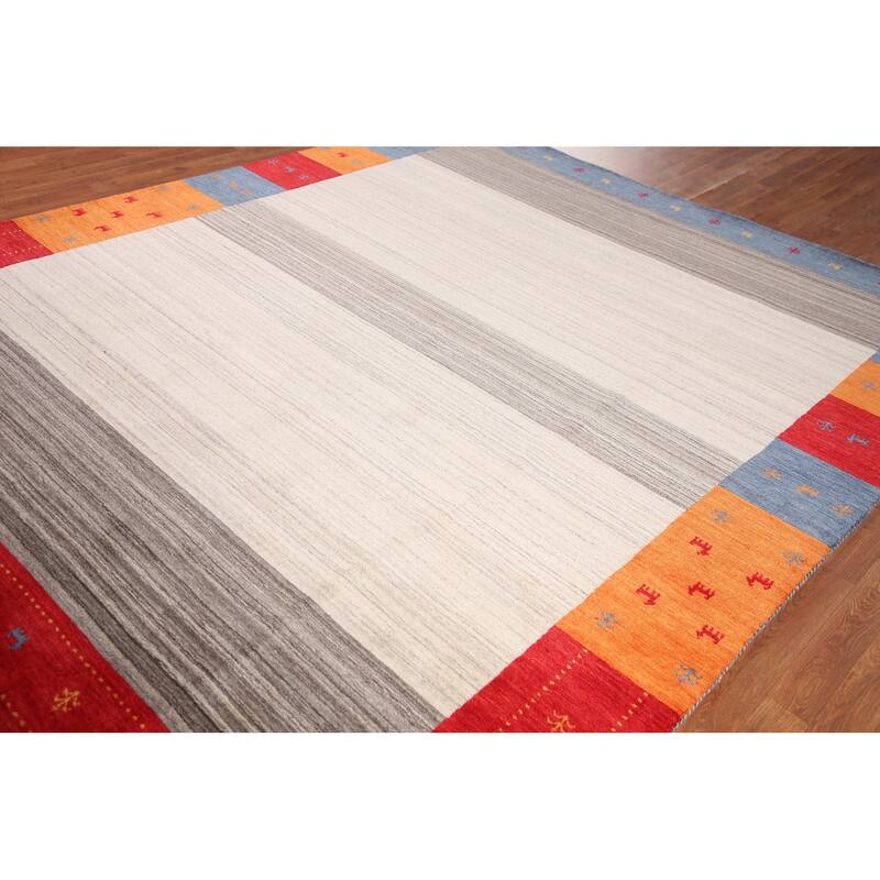 Gabbeh Indian Area Rug Hand-Knotted Wool Carpet - 8'3" x 9'8"