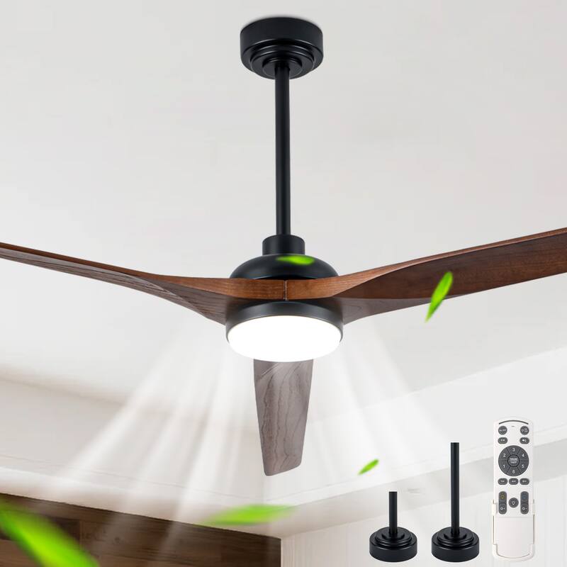 Cusp Barn 72" Outdoor/Indoor Large Black Ceiling Fan with Lights and Remote, Farmhouse Reversible DC Motor Wood Ceiling Fan