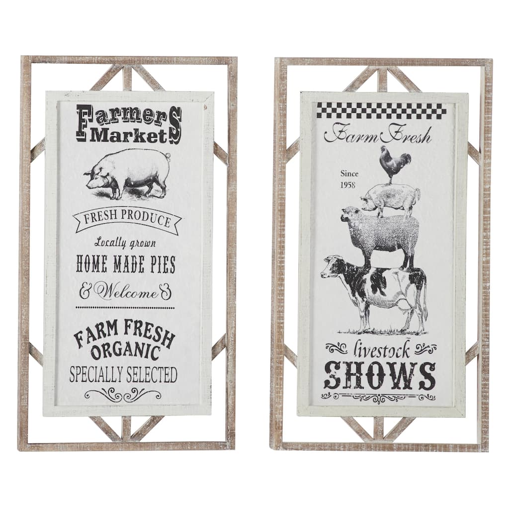 Wood Sign Wall Decor - Set of 2 White - Roche River Decor
