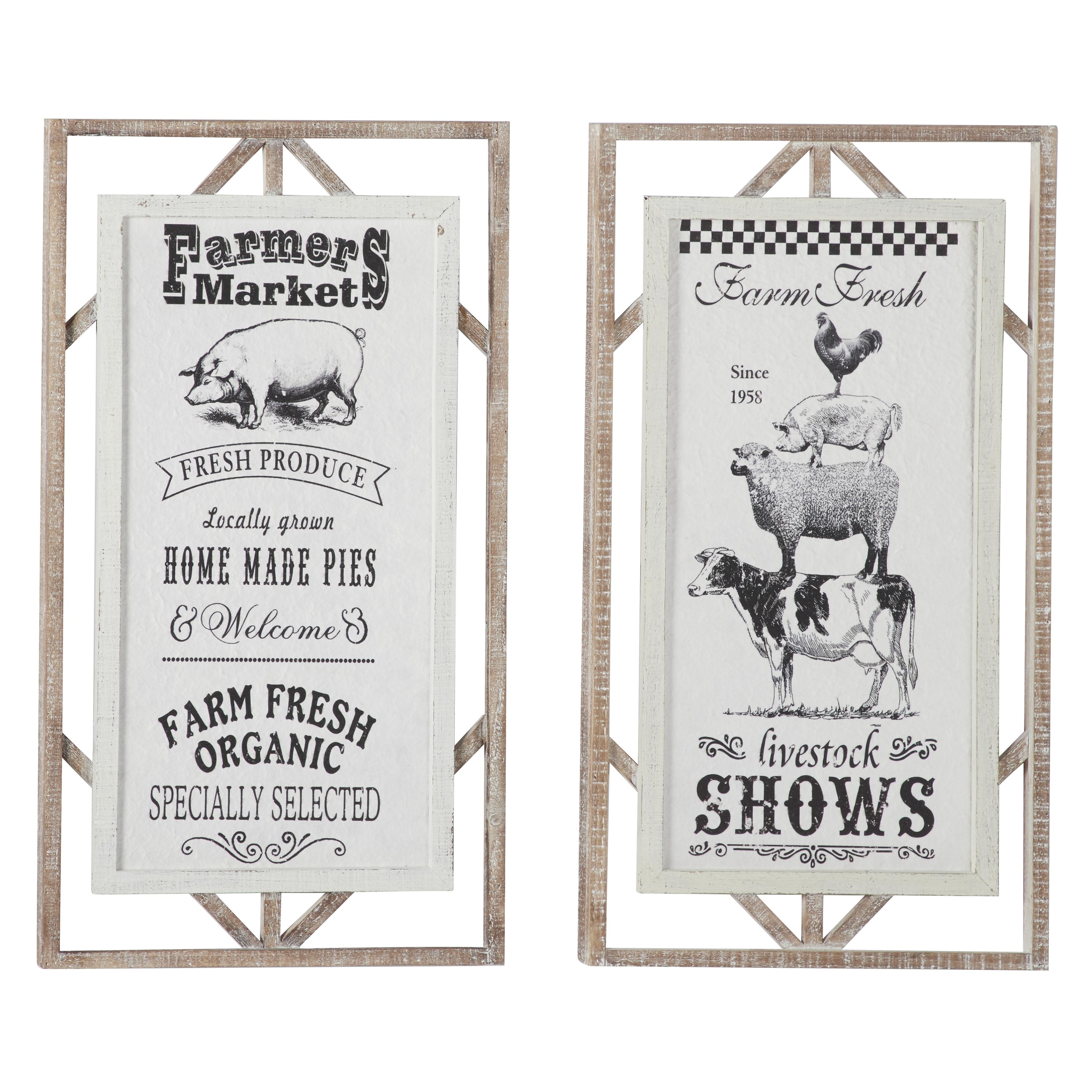 Wood Sign Wall Decor - Set of 2 White - Roche River Decor