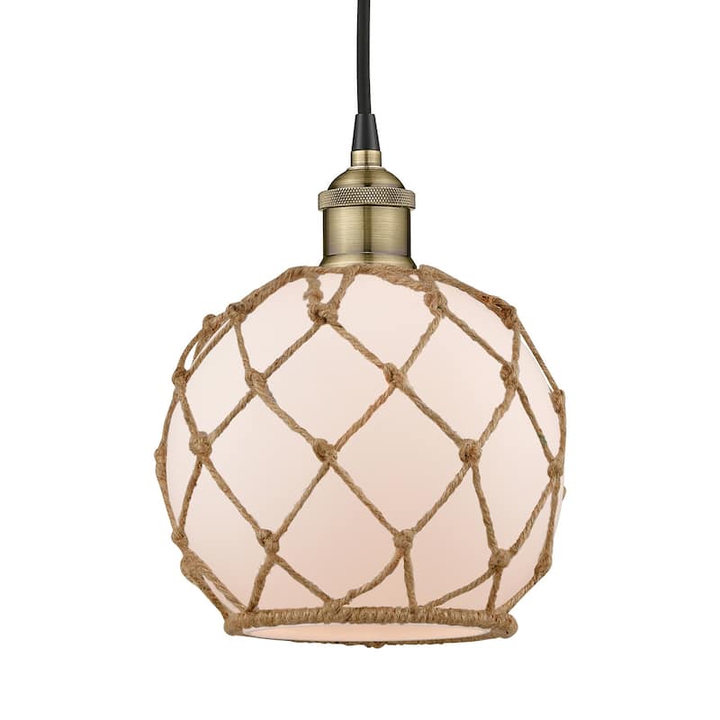 Innovations Lighting 616-1P-11-8 Edison Pendant Edison 8" Wide Mini - Black Antique Brass / White / Brown