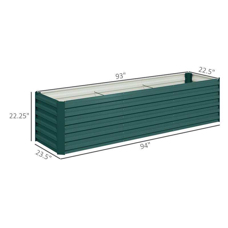 Outsunny 8x2x2ft Galvanized Raised Garden Bed Kit, Outdoor Metal Elevated Planter Box with Safety Edging, Large Raised Bed