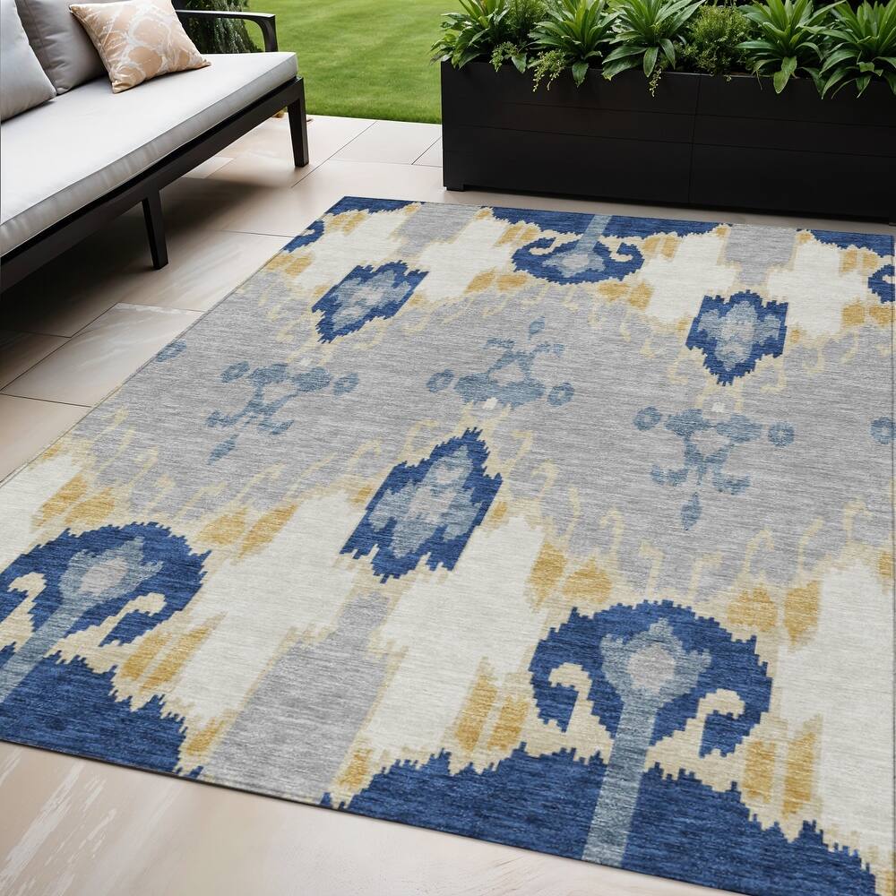 HomeRoots Ikat Transitional Rectangle Outdoor Rug