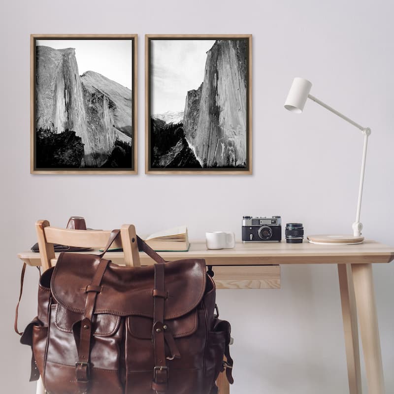 Stupell Monochrome Yosemite Cliffs Framed Floater Canvas Wall Art Design By Gemma Bardot (Set of 2)