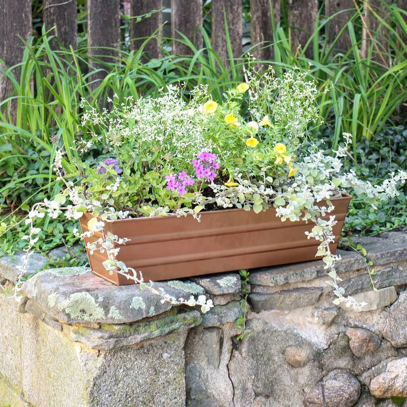 Achla Designs Small Galvanized Steel Flower Box Planter, 22 Inch Wide