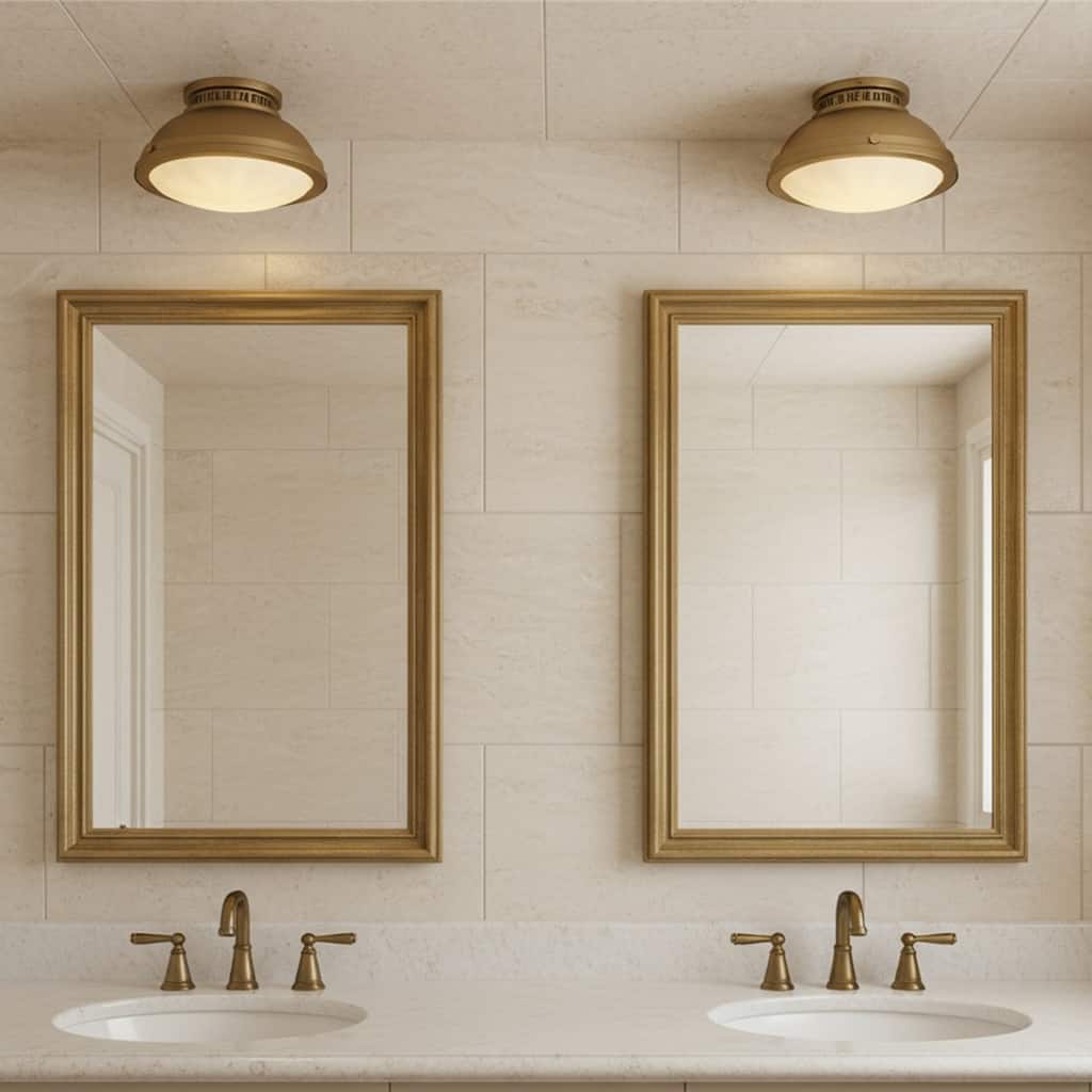 1-Light 11-in Polished Brass Flush Mount