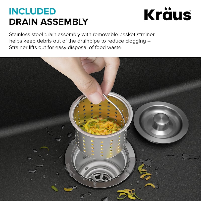 KRAUS Granite 24 inch 1-Bowl Undermount Drop-in Kitchen Sink