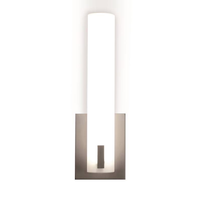 Bowen 1-light Satin Nickel LED Wall Sconce, White Acrylic Shade