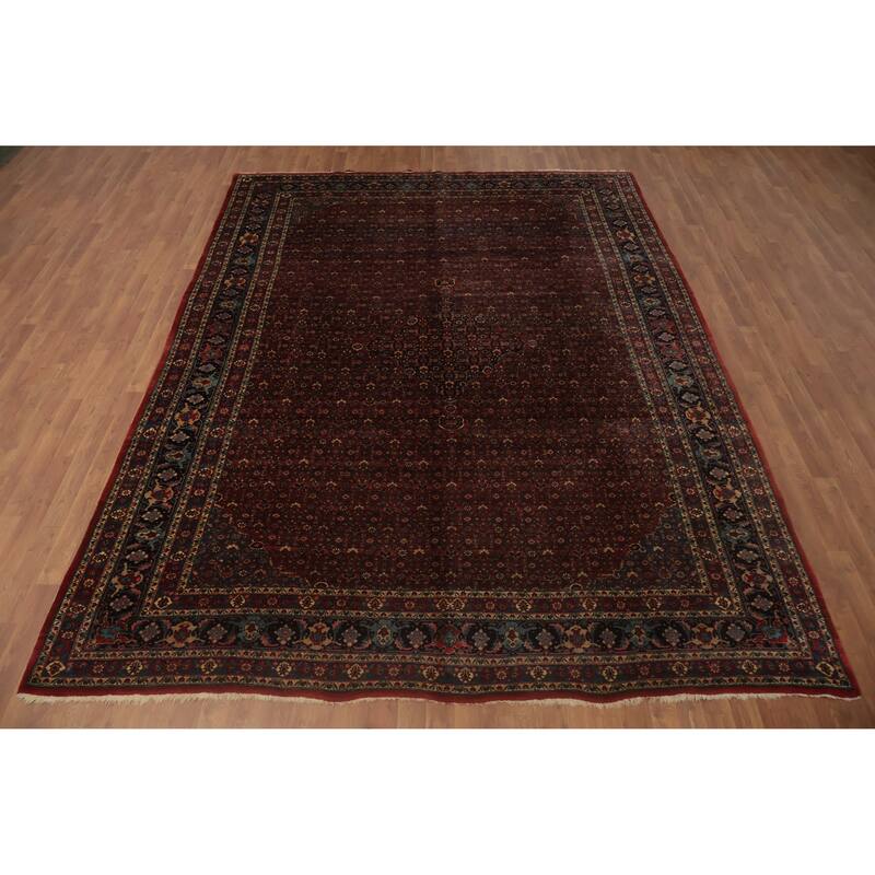 Hand Knotted Oriental 100% Wool Carpet Traditional Floral Red Bidjar Area Rug - 11' 9'' X 8' 6''