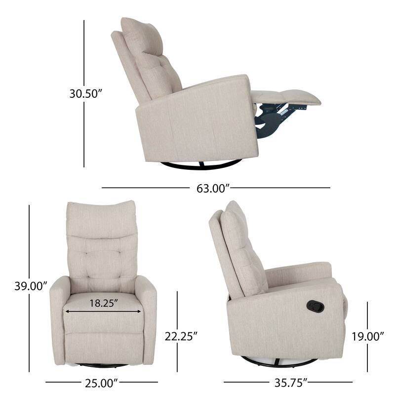 Contemporary Push-Back Recliner Chair with Swivel and Glider