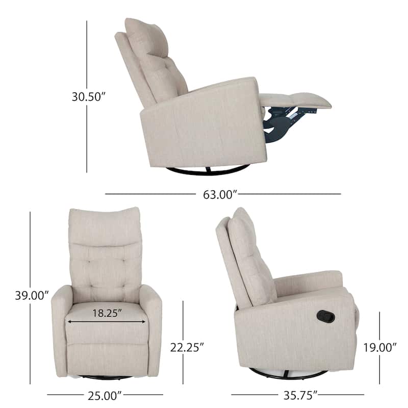 Swivel Rocker Glider Recliner Chair for Adults,Small Nursery Recliner for Living Room,Modern Upholstered Accent Lounge Arm Chair