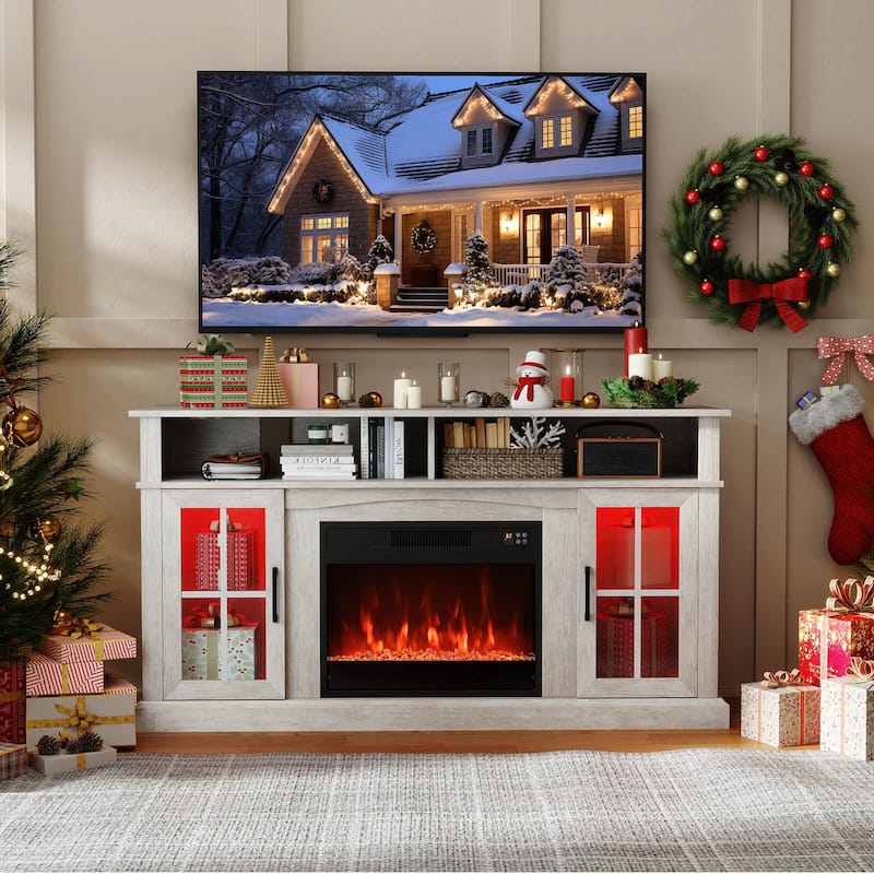Costway 58" Fireplace TV Stand with LED Lights Entertainment Center - See Details