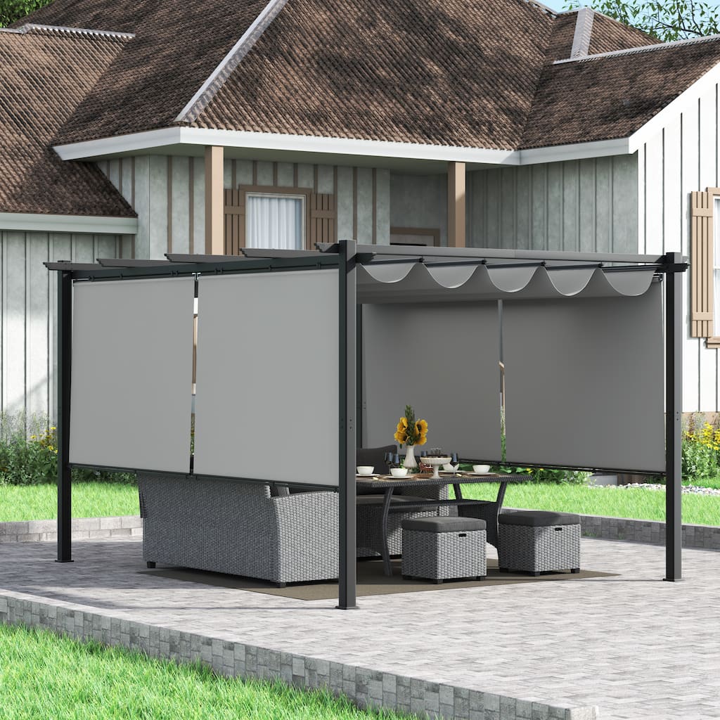 Corvus Vern 10x13 FT Aluminum Retractable Patio Canopy Pergola