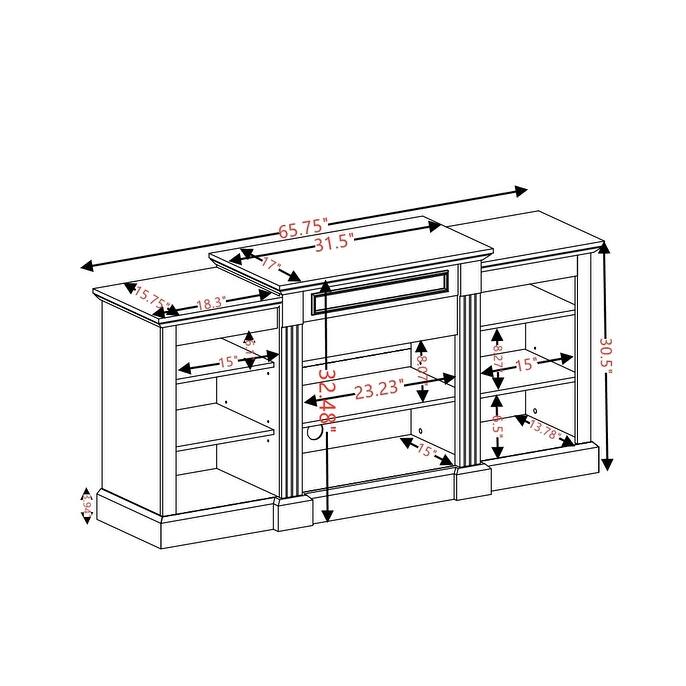 65.75" Modern TV Stand Media Console Table with Large Storage Cabinet, Adjustable Shelves for TVs up to 65 Inch