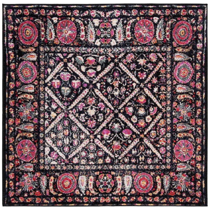 SAFAVIEH Adirondack Carita Vintage Boho Oriental Rug - 6' Square - Black/Fuchsia