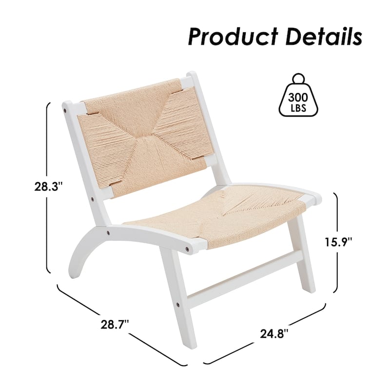 Modern Accent Chairs for Living Room,Accent Chair,Side Chair Natural Wood Woven Weave Paper Rope Seat