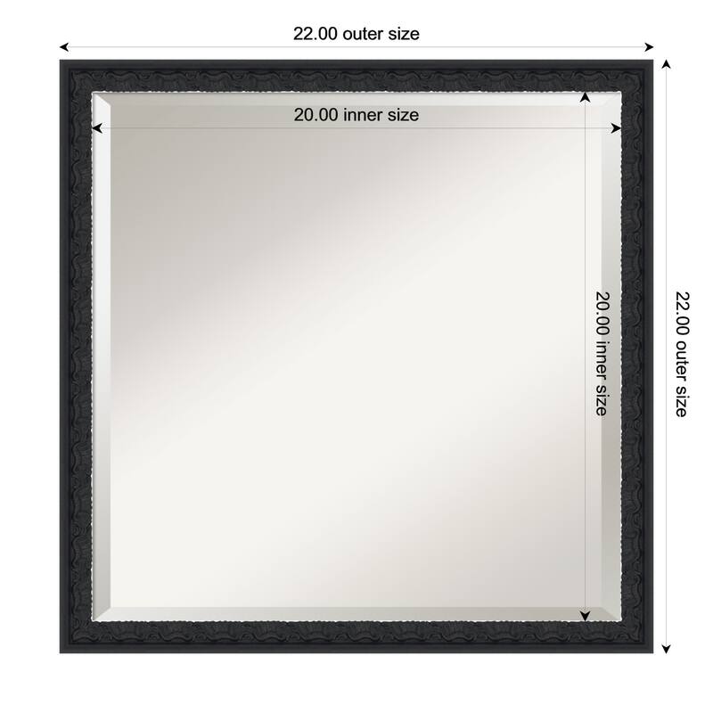 Bethany Beveled Wood Framed Bathroom Vanity Wall Mirror - 22 x 22 in - Bethany Black