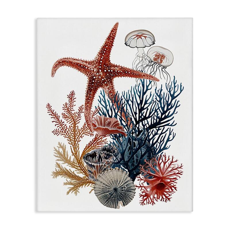 Stupell Natural Aquatic Sea Creatures Canvas Wall Art Design By Ramona Murdock - 30 x 40