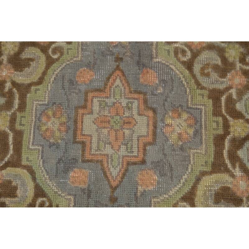 Blue Tabriz Persian Vintage Rug Hand-Knotted Traditional Wool Carpet - 8'6"x 11'10"