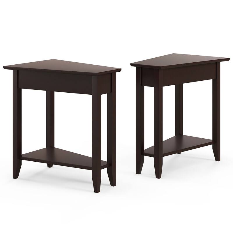 Gymax 2 PCS 2-Tier End Table Irregular Narrow Sofa Side Nightstand w/