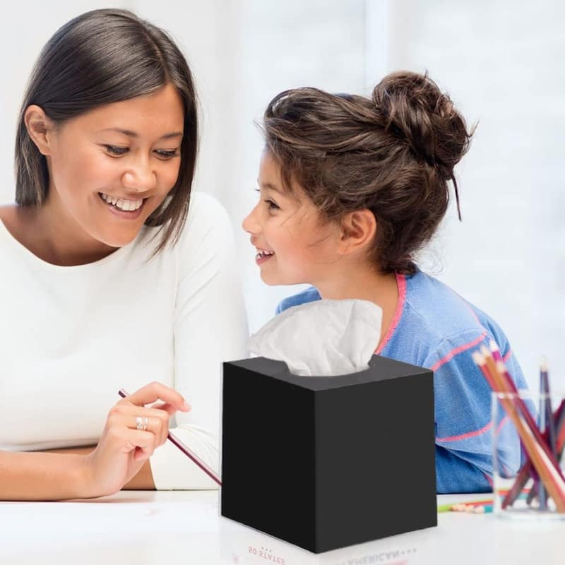 DWËLLZA HOME Black Tissue Box Cover Square Set of 2