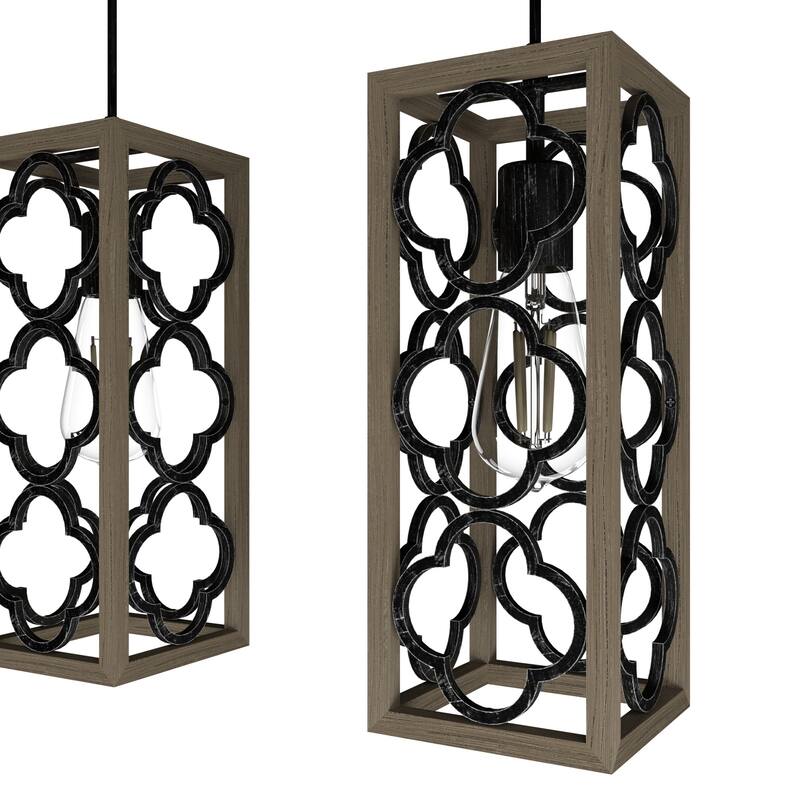 Hunter Gablecrest 3-Light Linear Cluster Ceiling Light - Kitchen Island, Dining Room - Farmhouse, French Country, Distressed