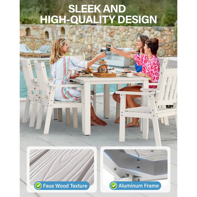 WINSOON 12-Piece HIPS All Weather Outdoor Patio Dining Sets with Umbrella Hole& Aluminum Frame,2-Table 10-Chairs