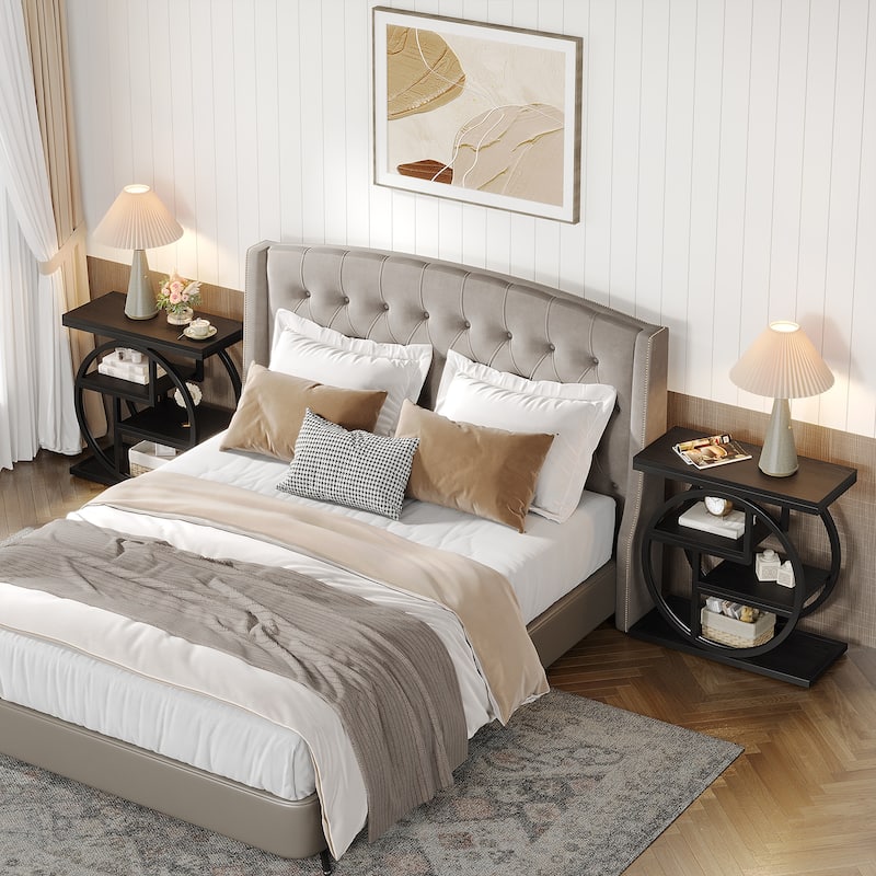 Small 3-tier Living Room End Tables And Side Tables with Metal Frame