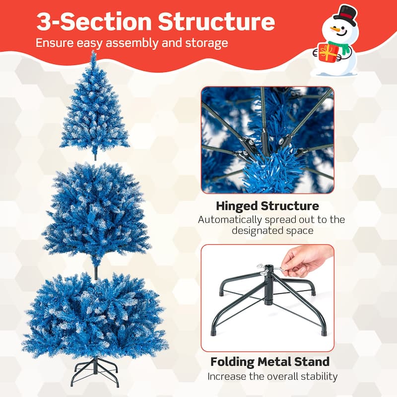6/7/8/9 FT Pre-lit Christmas Tree Blue Hinged Artificial Xmas Tree