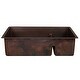 preview thumbnail 3 of 13, 33-in Hammered Copper Kitchen 70/30 Double Basin Sink with Short 5-in Divider w/ Accessories (KSP3_K70DB33199-SD5)