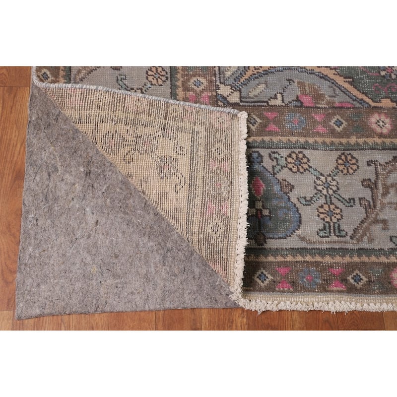 Overdyed Blue Tabriz Persian Vintage Rug Hand-Knotted Wool Carpet - 9'6"x 12'8"