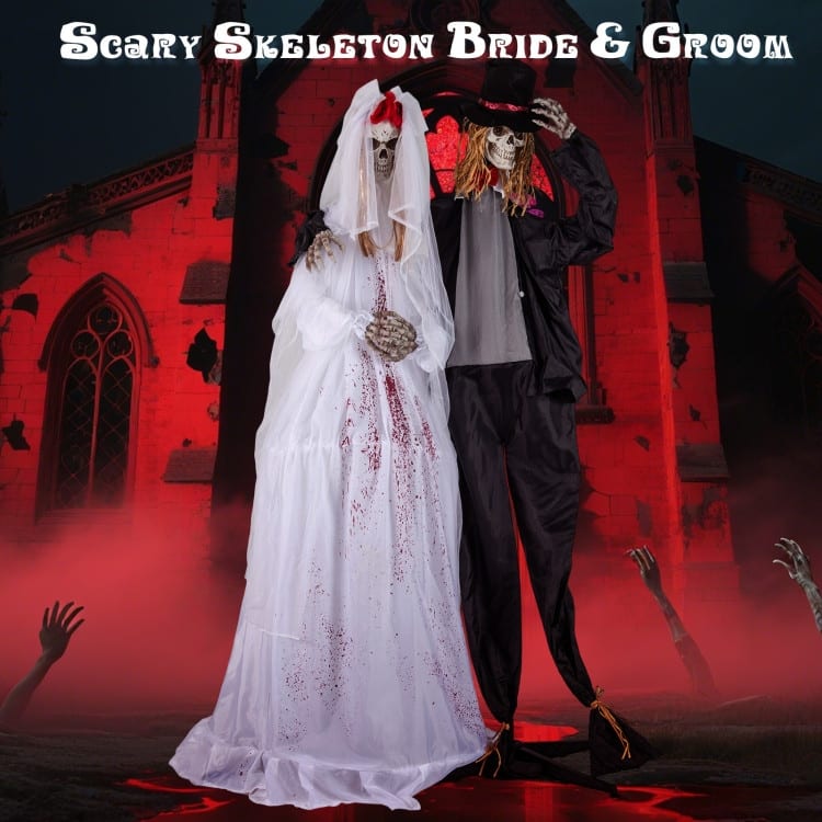 Black Metal Fabric 7.2ft Standing Halloween Animatronic Groom