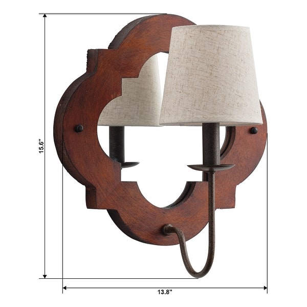 Parrot Uncle 14 Inch Distressed White Classic Wood Mirrored Wall Light Fabric Shade Accent Sconce