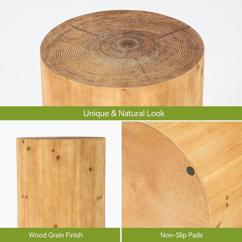 Small Wood Round End/ Side Table, Accent Cocktail Table for Living Room, Bedroom Nightstand