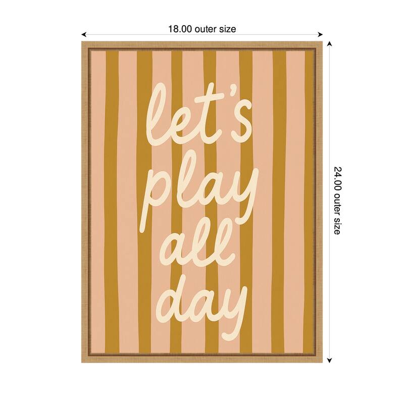 Kate and Laurel Lets Play All Day by Laura Moss Framed Canvas Wall Art Print