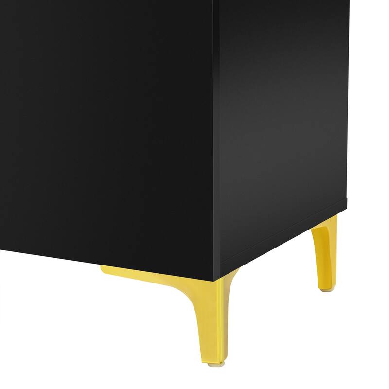 55" Sideboard Storage Cabinet with Adjustable Shelves, Glossy Finish
