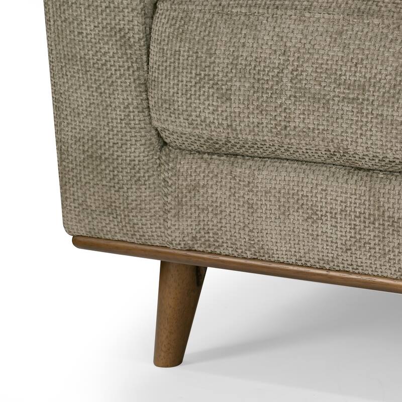 Bishop Brown Corduroy Twill Fabric Sofa with Walnut Wood Legs