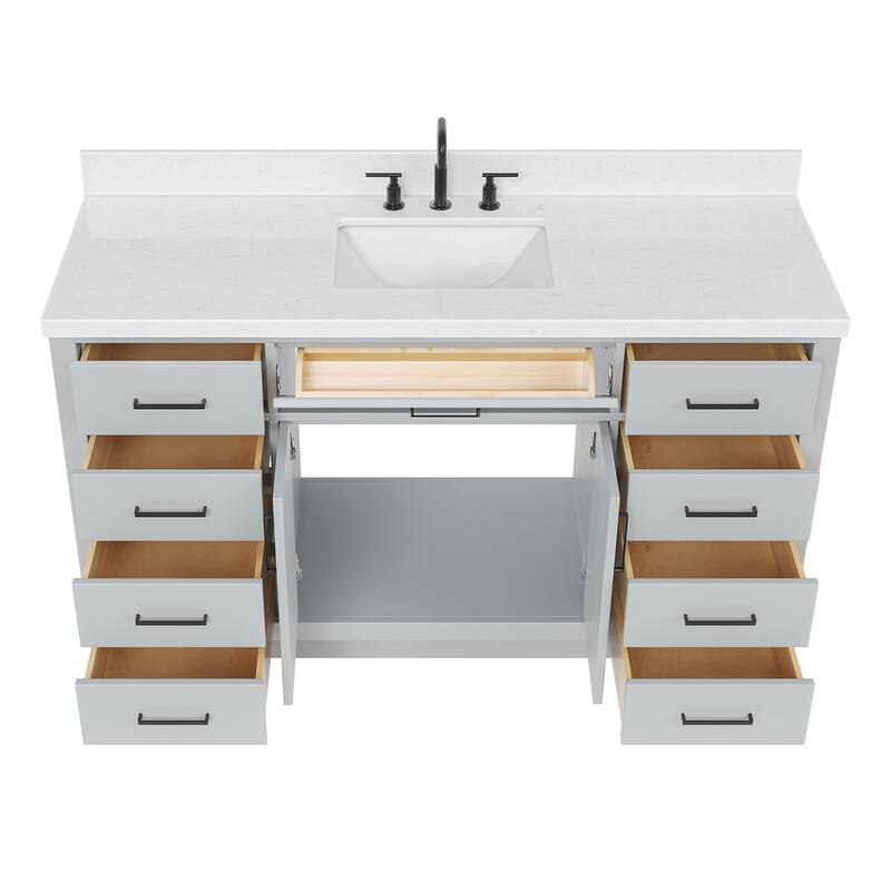 Ariel T060SCQRVO Hepburn 60" Free Standing Single Basin Vanity Set