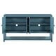 preview thumbnail 13 of 18, Antique Navy Sideboard Console Table, Storage Cabinet Display Case w/ Mirrored Doors & Open Storage Shelf for Living Dining Room