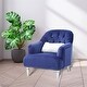 preview thumbnail 1 of 2, Jeweled Tufted Upholstered Velvet Accent Chair with Throw Pillow - 37" - Blue