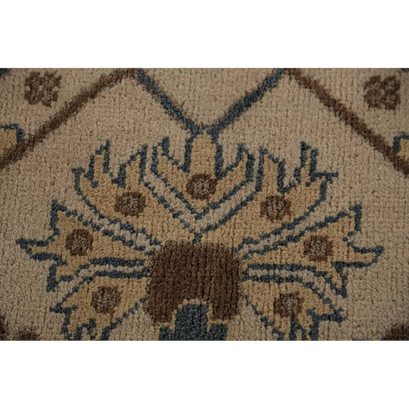 All-Over Blue & Ivory Oushak Indian Large Rug Hand-Knotted Wool Carpet - 13'1"x 20'7"