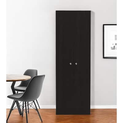 HomeRoots 71" Black Wood Pantry Or Storage Closet - 23.6' X '70.8' X '11.8